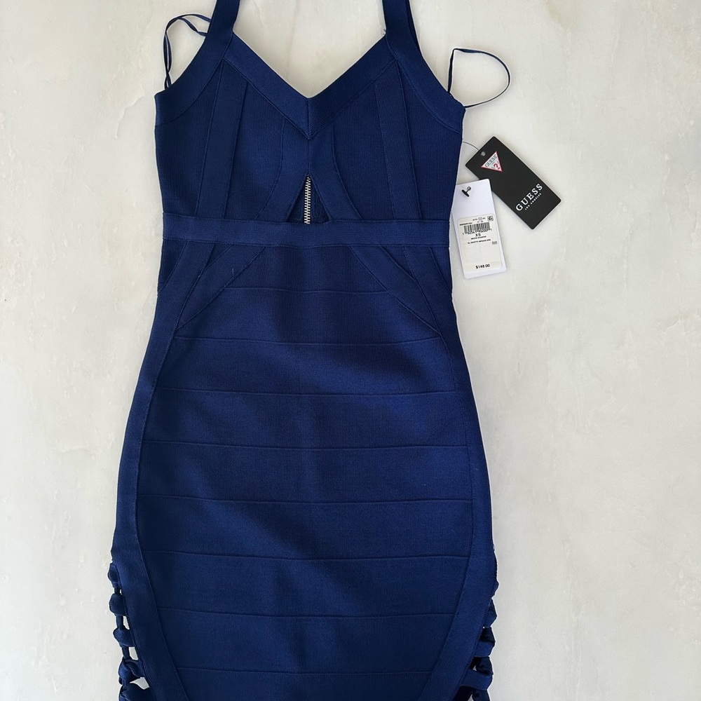 Guess brand xs bandage dress.  Knotty Mirage dress in Moon Shadow (royal blue)